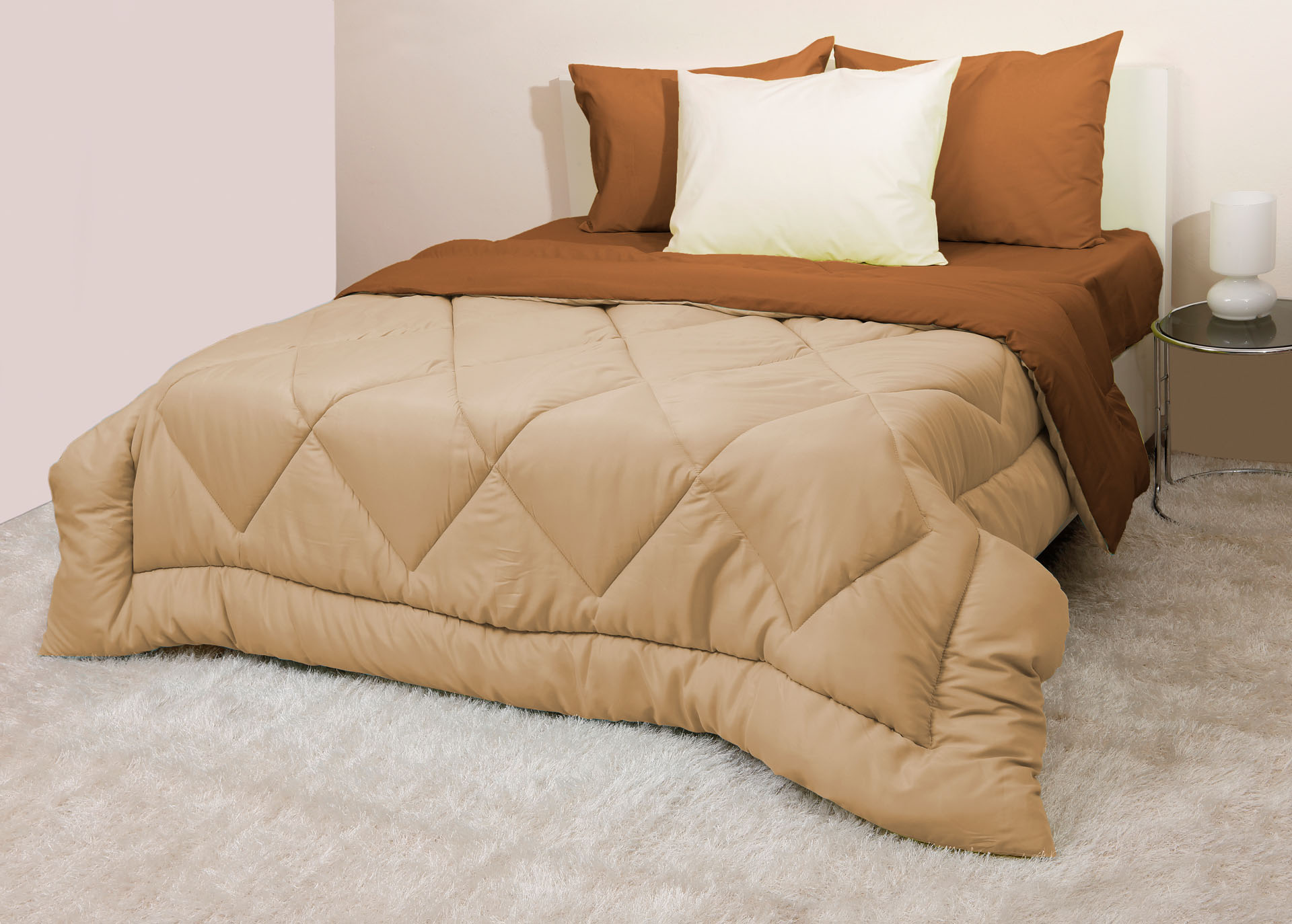 Πάπλωμα Δίχρωμο Υπέρδιπλο 220x240 Microfiber Μπεζ/Καφέ Μπεζ/Καφέ