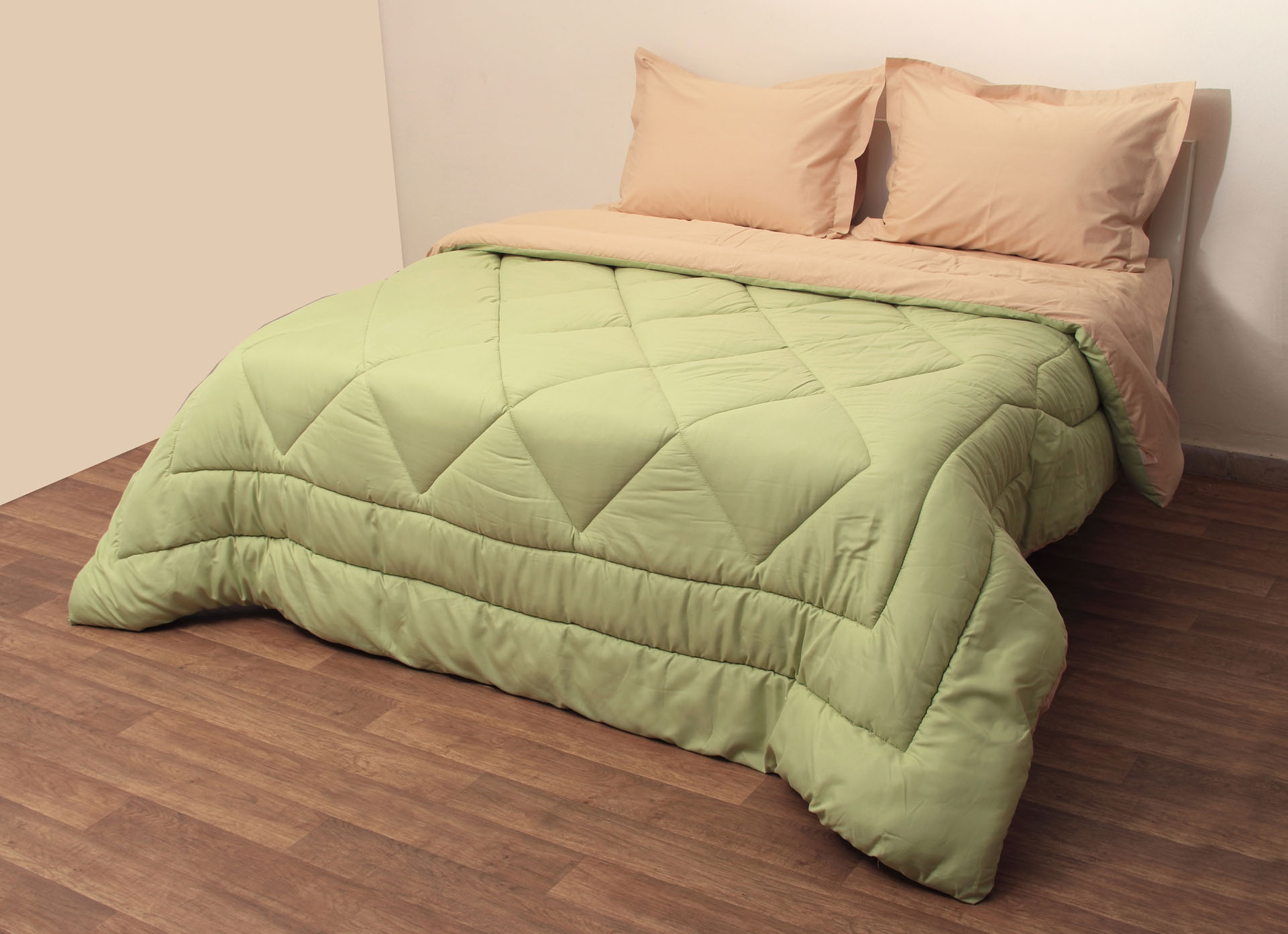 Πάπλωμα Δίχρωμο Υπέρδιπλο 220x240 Microfiber Πράσινο/Μπεζ Πράσινο/Μπεζ