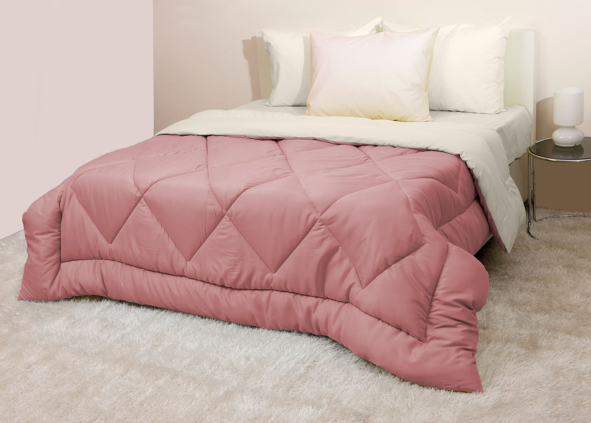 Πάπλωμα Δίχρωμο Υπέρδιπλο 220x240 Microfiber Σάπιο Μήλο/Εκρού Σάπιο Μήλο/Εκρού