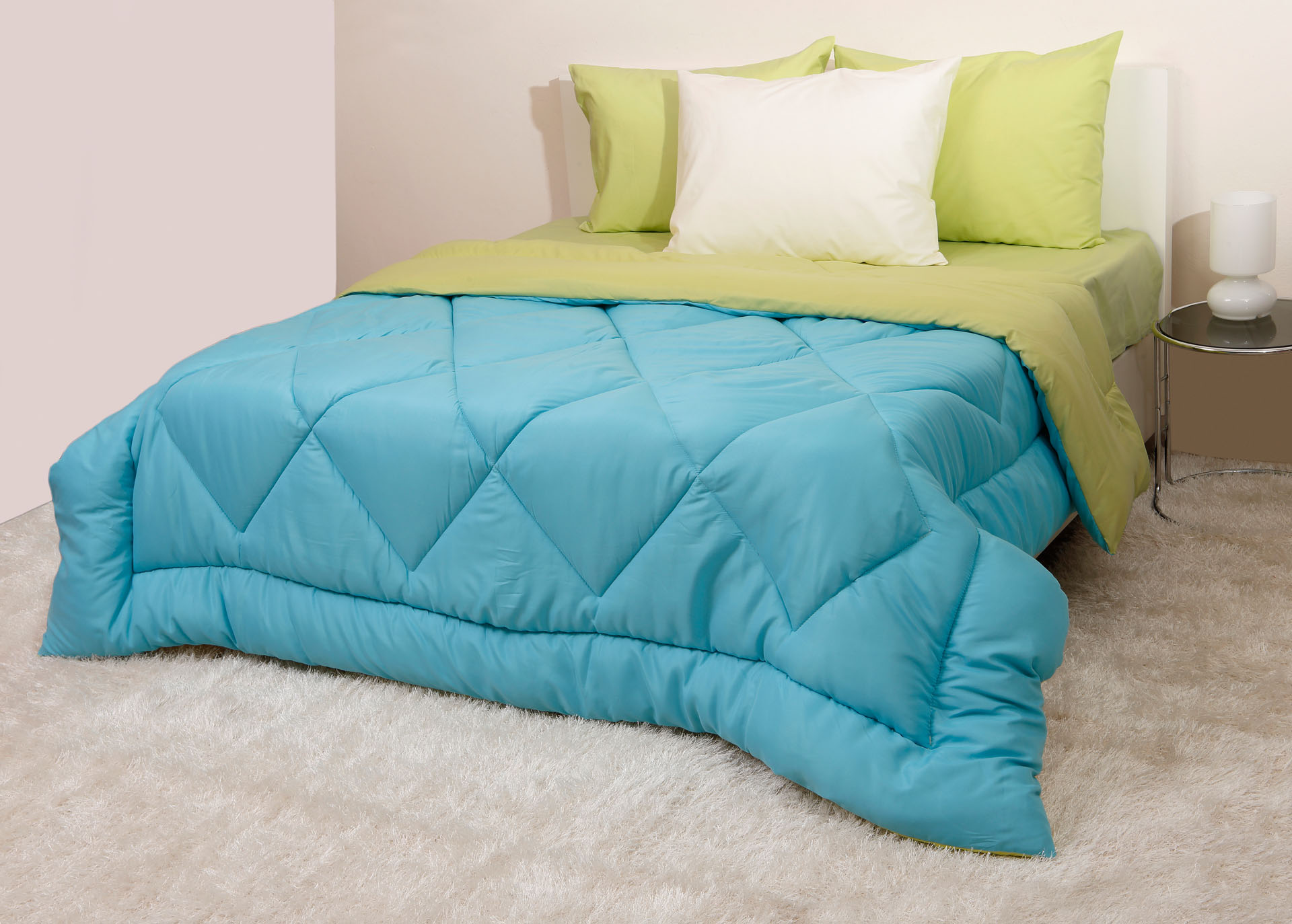 Πάπλωμα Δίχρωμο Υπέρδιπλο 220x240 Microfiber Τουρκουάζ/Πράσινο Τουρκουάζ/Πράσινο