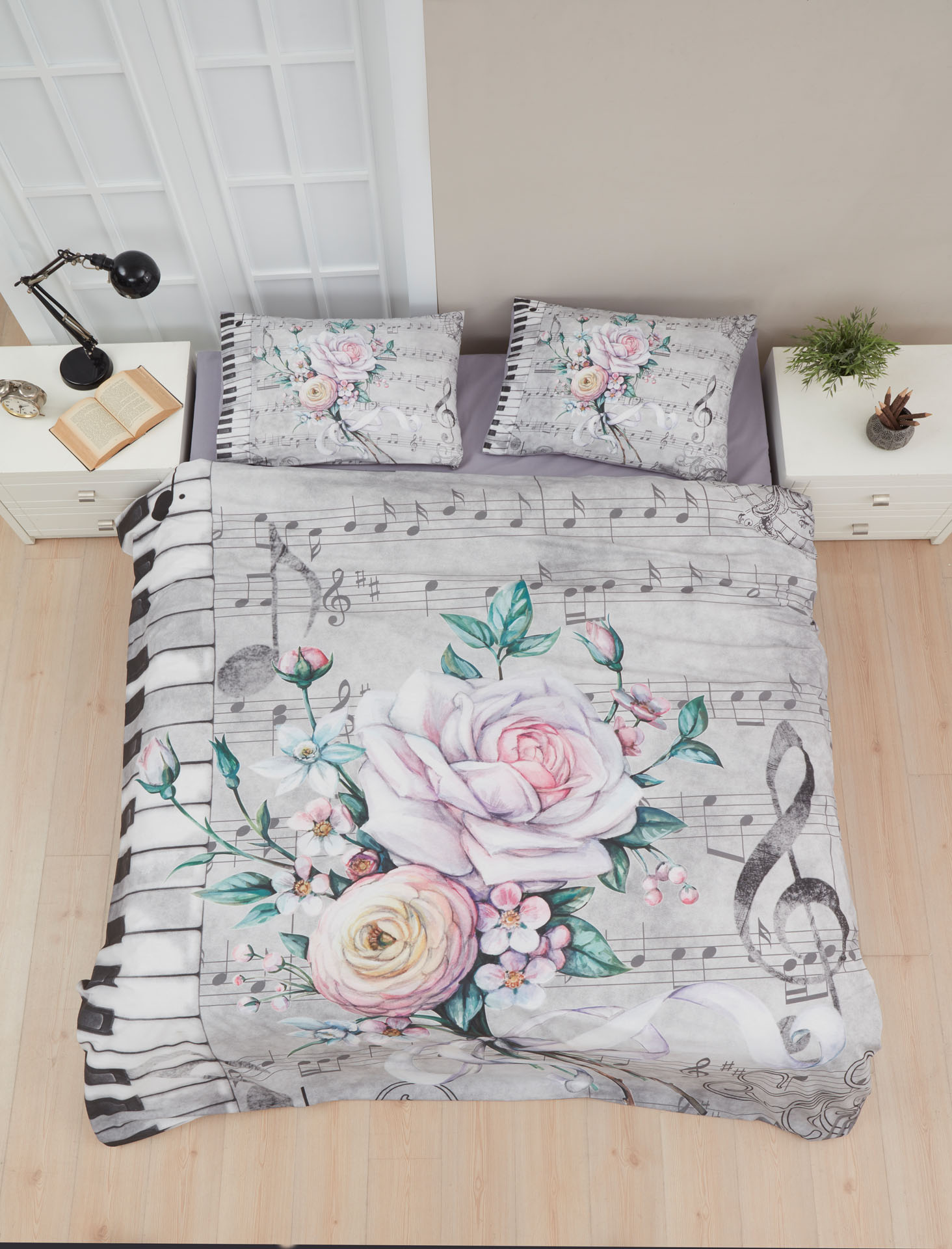 Σετ Πάπλωμα Υπέρδιπλο 220x240 Μελωδία Γκρι