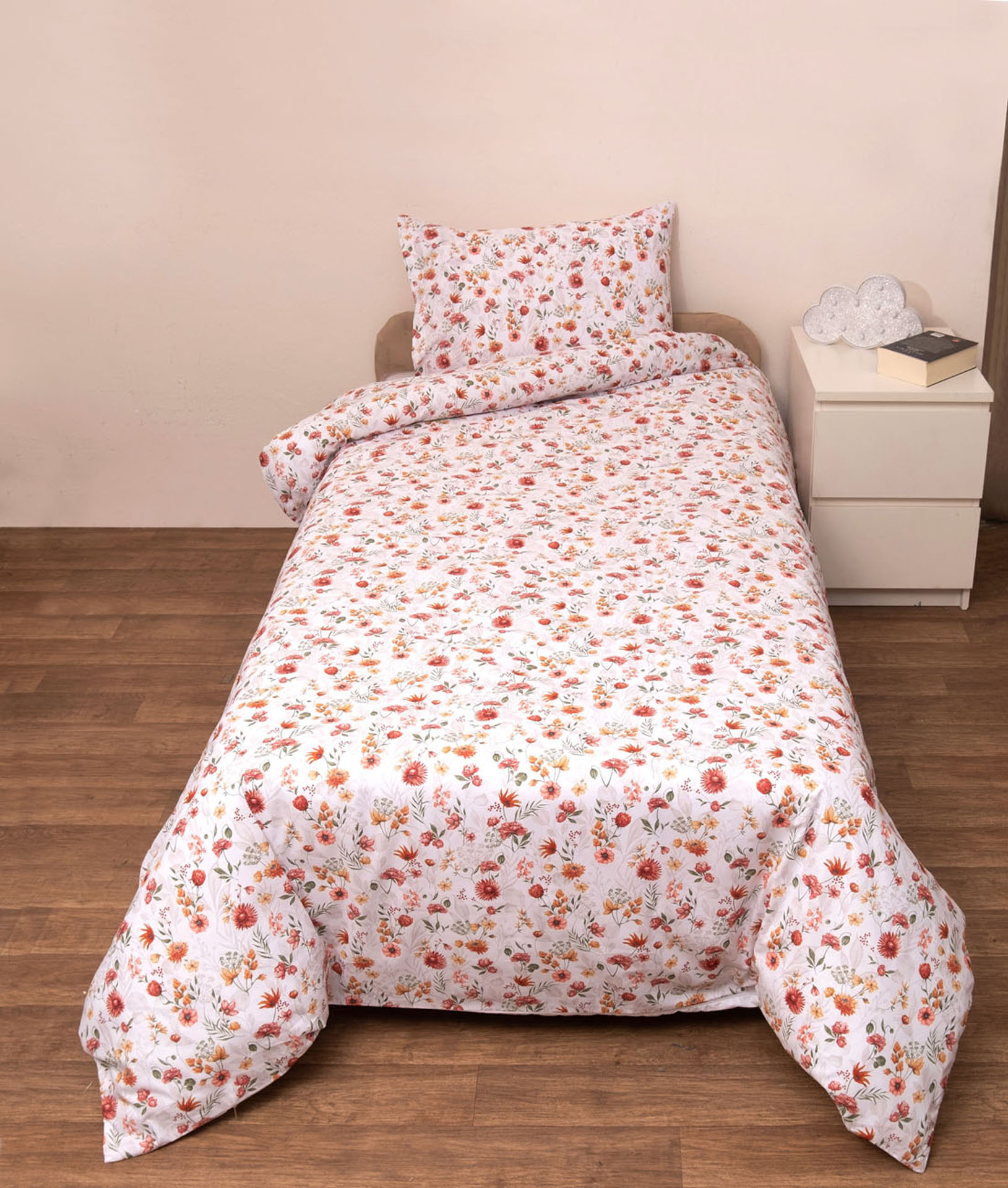 Σετ Παπλωματοθήκη Κούνιας 120x160 Άνοιξη  Λευκό