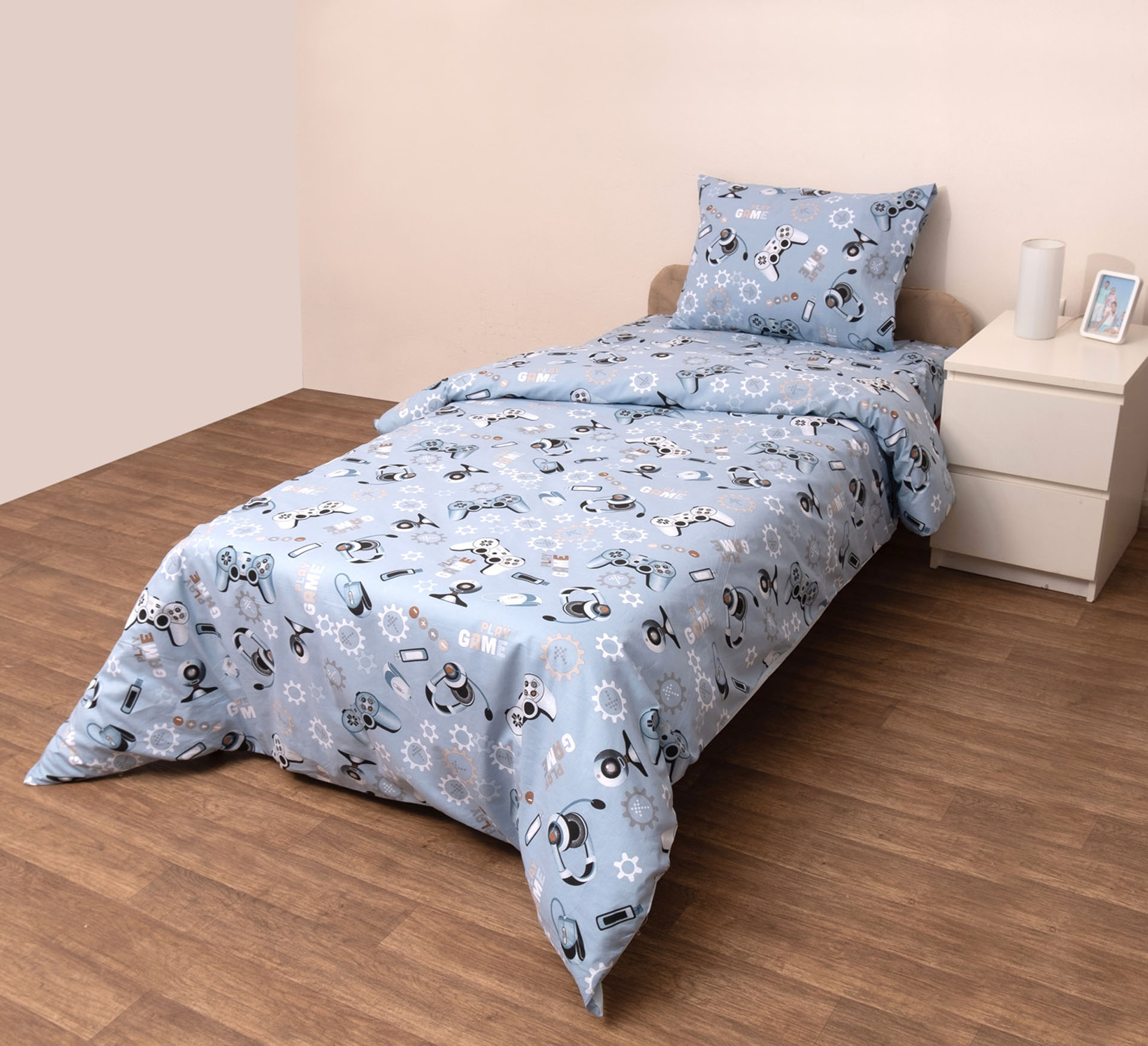 Σετ Παπλωματοθήκη Κούνιας 120x160 Γκέϊμερ  Μπλε