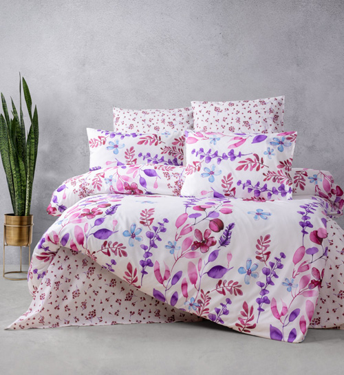 Παπλωματοθήκη Μονή (Σετ) (160X240) Mcdecor Flower Lila - MCDECOR 160x240