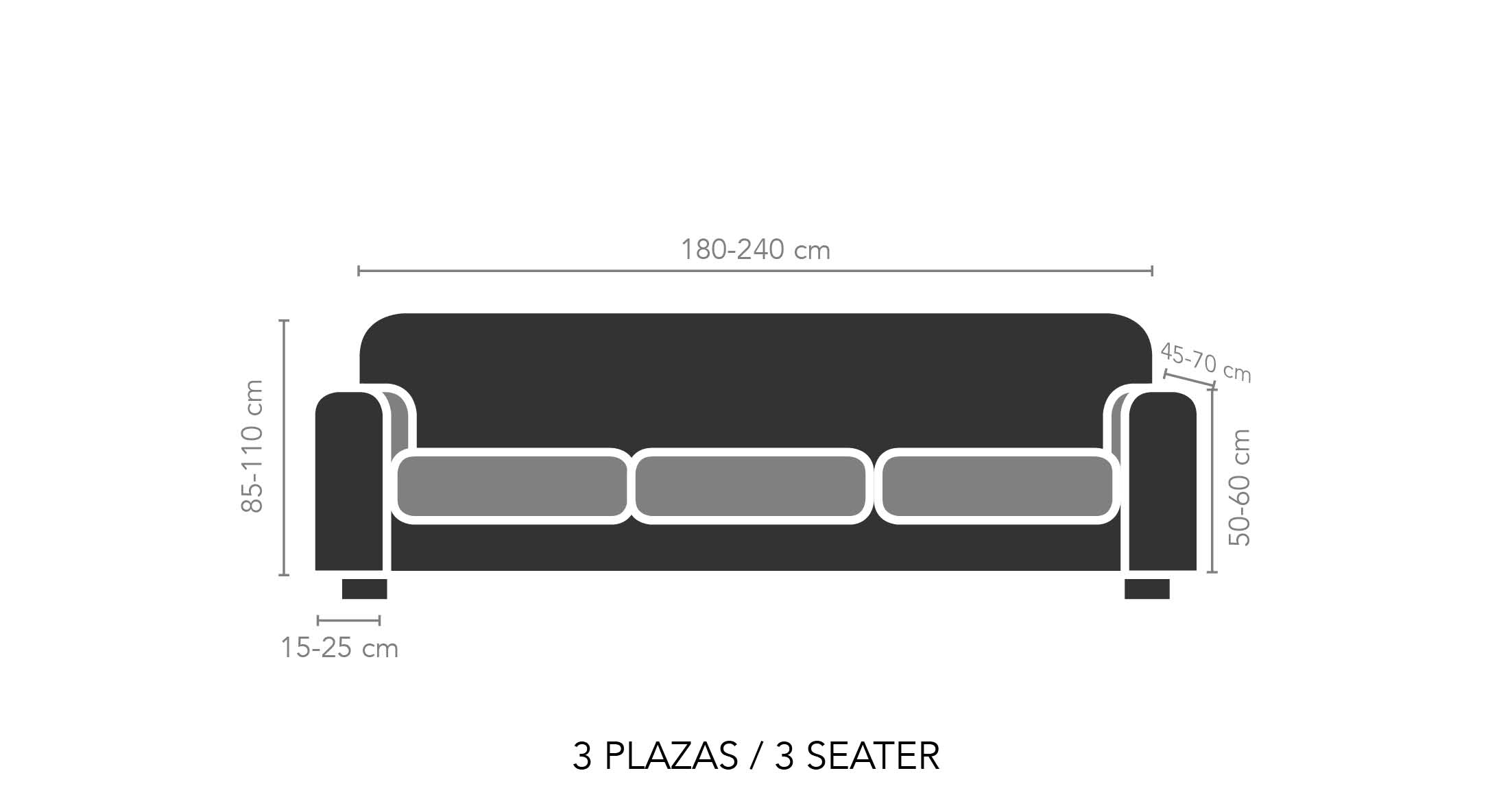 Ελαστικό Κάλυμμα Τριθέσιου Καναπέ Akari Μωβ 180x240
