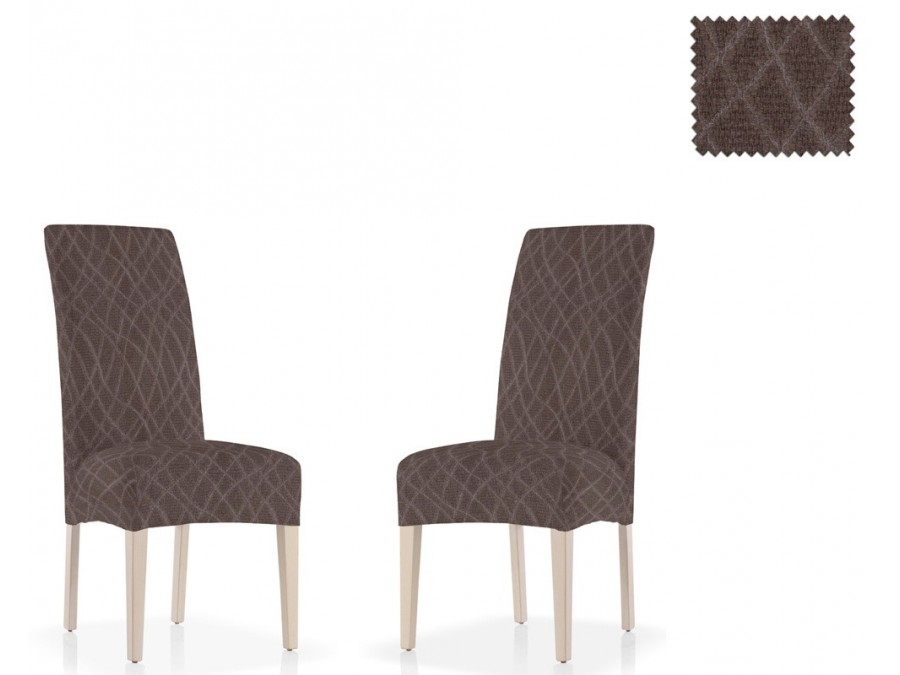 Σετ (2 Τμχ) Ελαστικά Καλύμματα Καρεκλών Με Πλάτη Waves Μαύρο 40x50