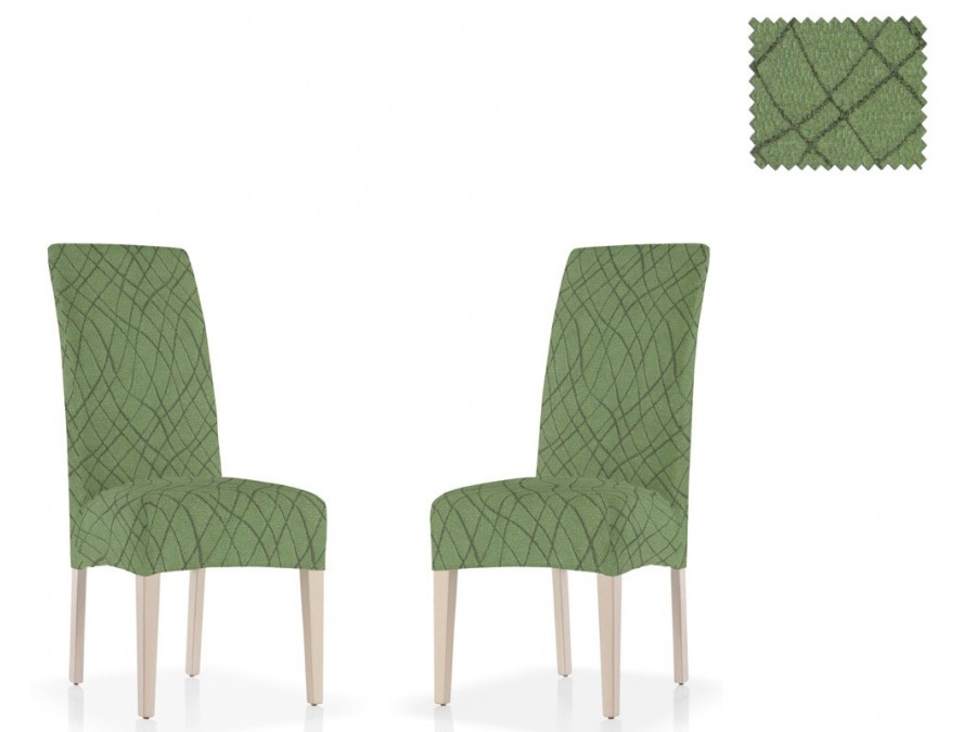 Σετ (2 Τμχ) Ελαστικά Καλύμματα Καρεκλών Με Πλάτη Waves Πράσινο 40x50