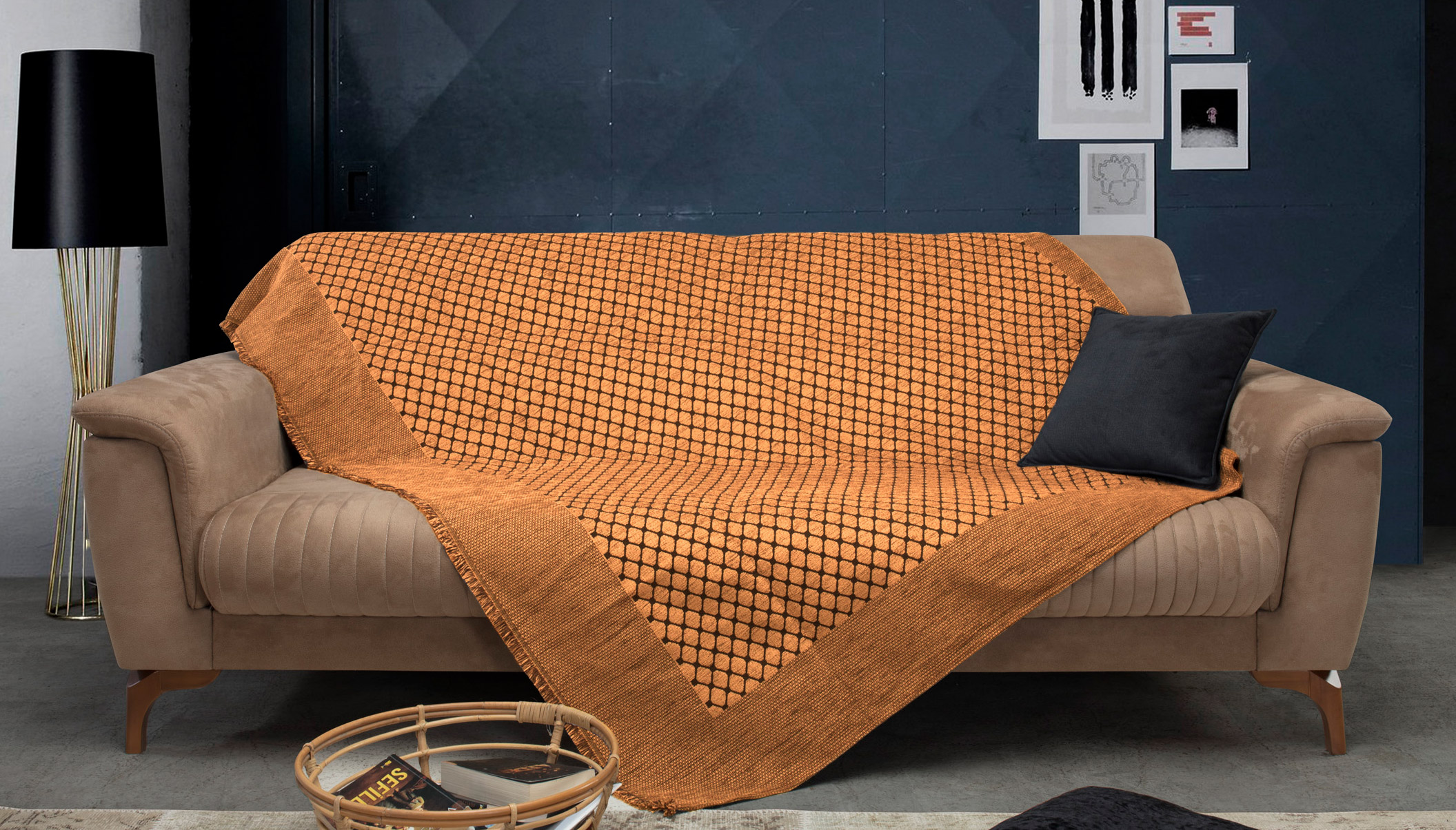 Ριχτάρι Πολυθρόνας (180X180) Mcdecor 174 Χρυσό - MCDECOR