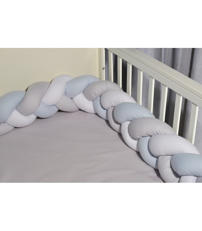 Oliver Baby Des.3115 πλεξούδα Λευκό-Σιέλ-Γκρι τριπλή Βαμβακερή 20x200
