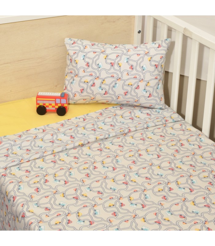 Oliver Baby Σχέδιο 214 Σεντόνια Κούνιας Εμπριμέ 100% βαμβάκι - 3 τεμ 110x160 - Ελληνικής ραφής