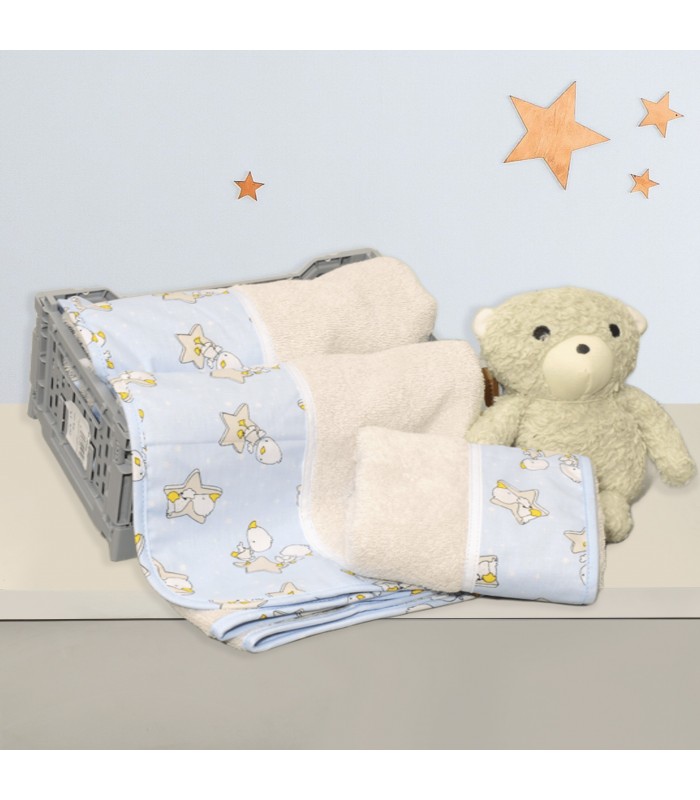 Oliver Baby Σετ Πετσέτες Εμπριμέ - 2 τεμ Σχ΄΄εδιο 211 100% βαμβάκι 450 ΓΡΜ/ΤΜ - 30Χ50 70Χ120 - Ελληνικής ραφής