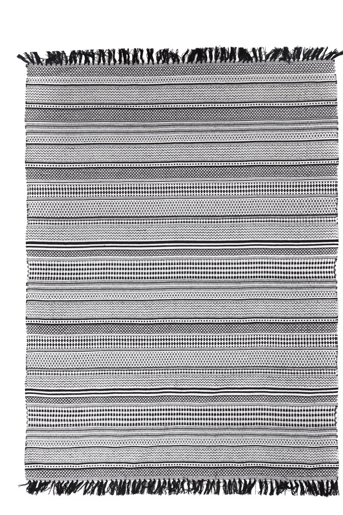 χαλί urban cotton kilim samaira black white royal carpet - 160 x 230 cm