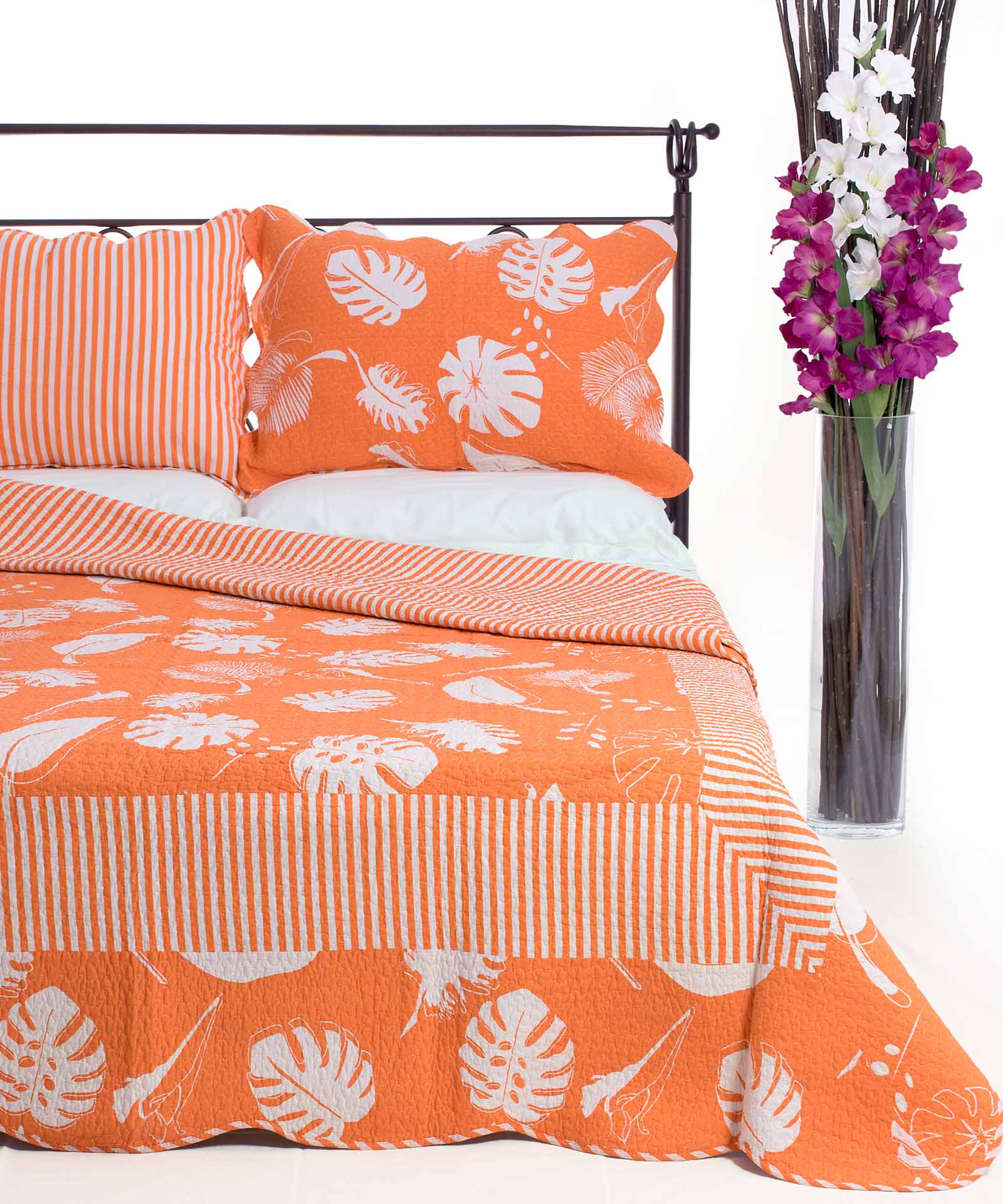 Κουβερλί Σετ Υπέρδιπλο 220x240 Silk Fashion 350 Πορτοκαλί