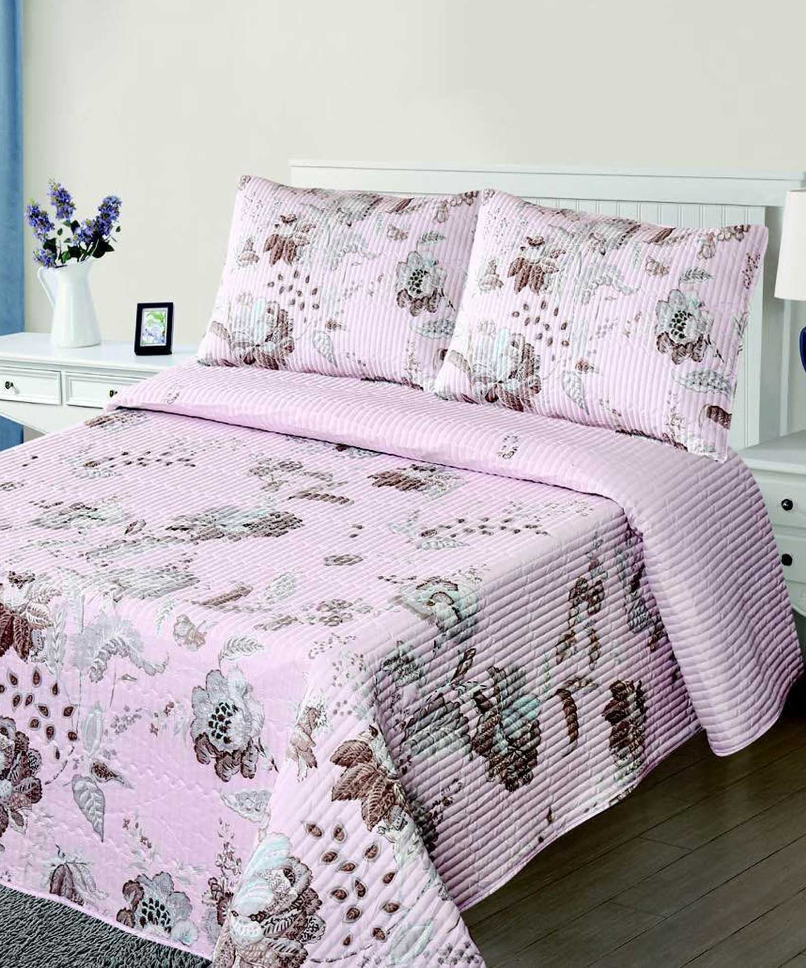 Κουβερλί Σετ Υπέρδιπλο 220x240 Silk Fashion 5305 Ρόζ