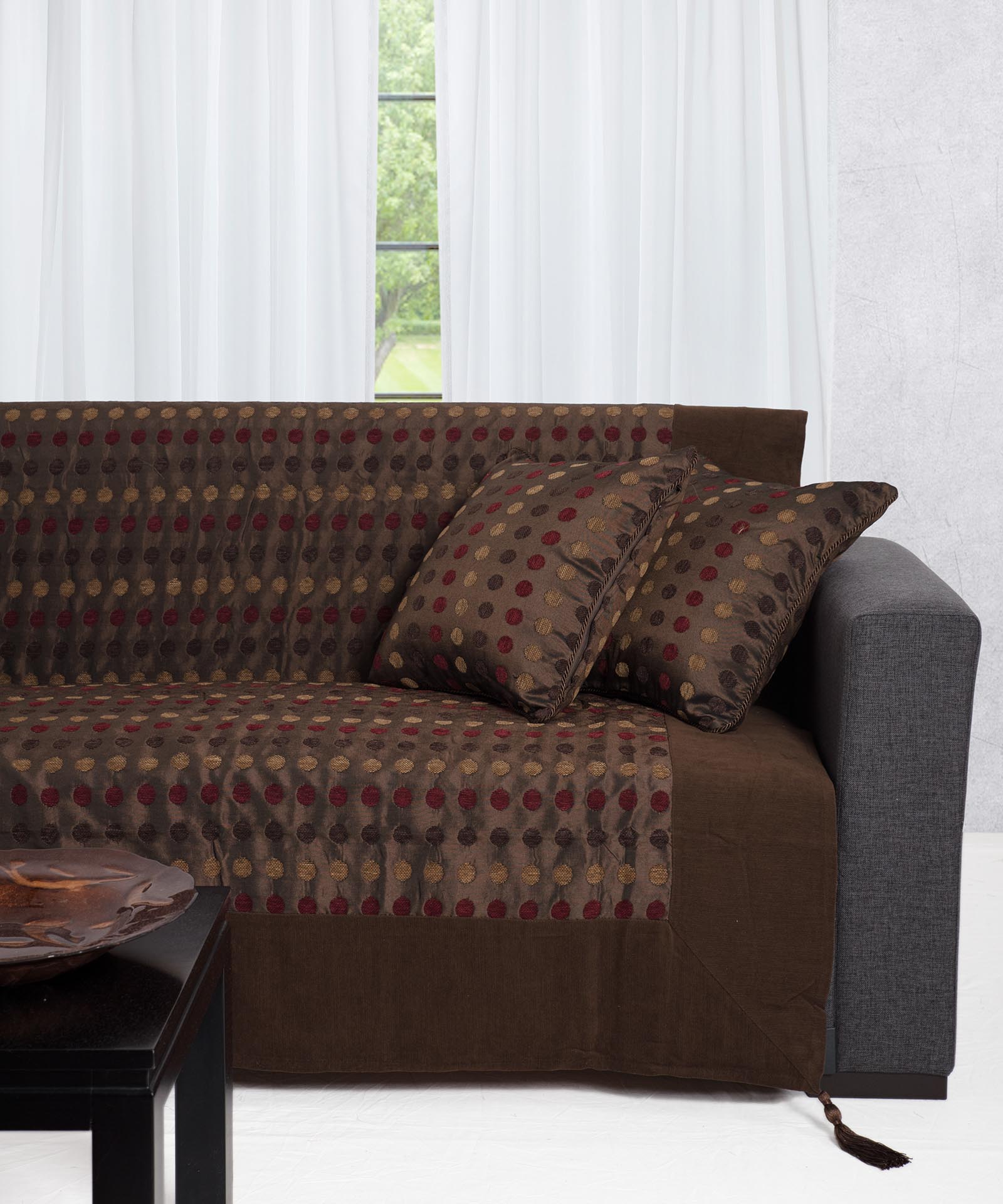 Ριχτάρι Πολυθρόνας 150x180 Silk Fashion 602 πουά   Καφέ