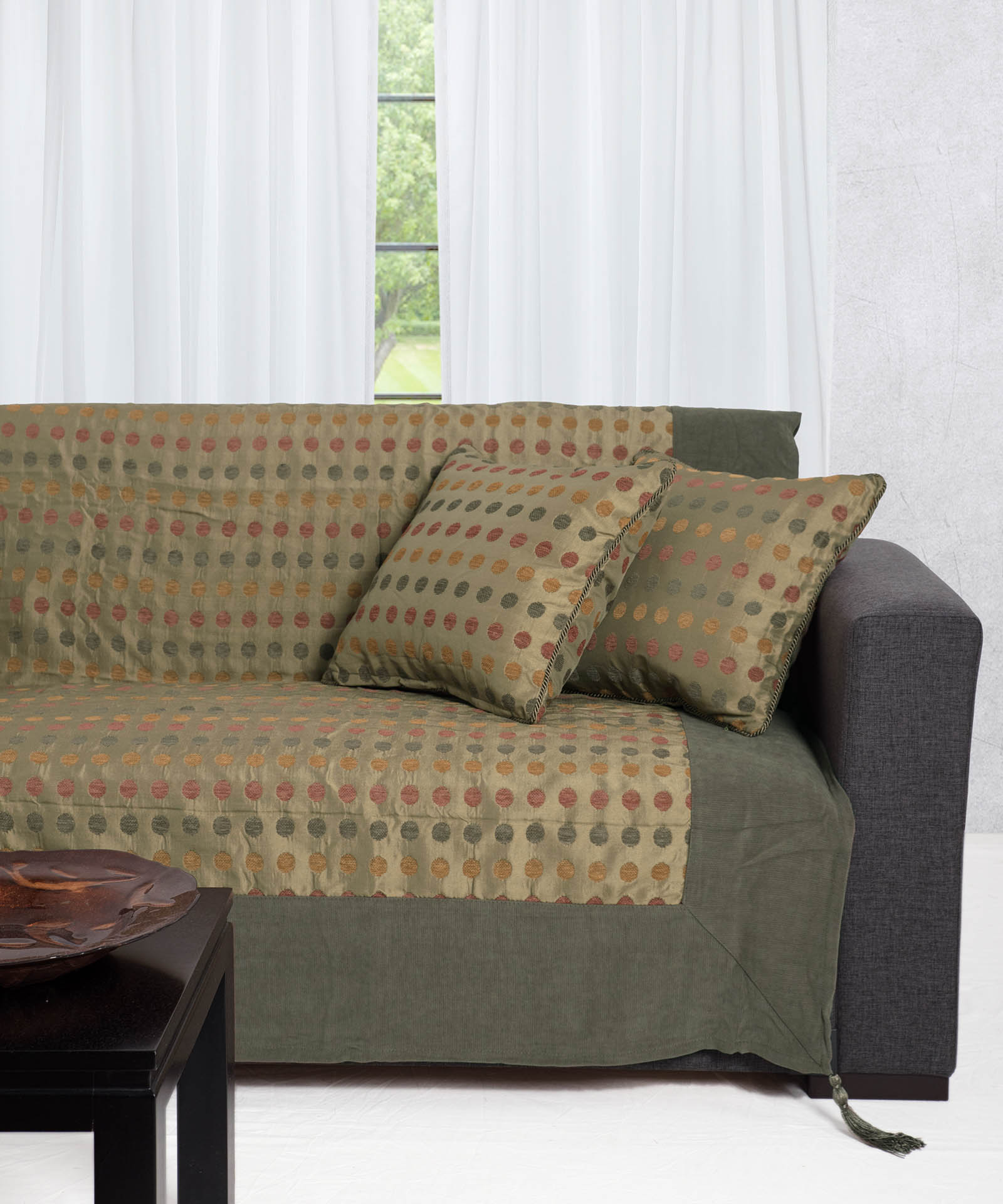Ριχτάρι Πολυθρόνας 150x180 Silk Fashion 602 πουά   Πράσινο