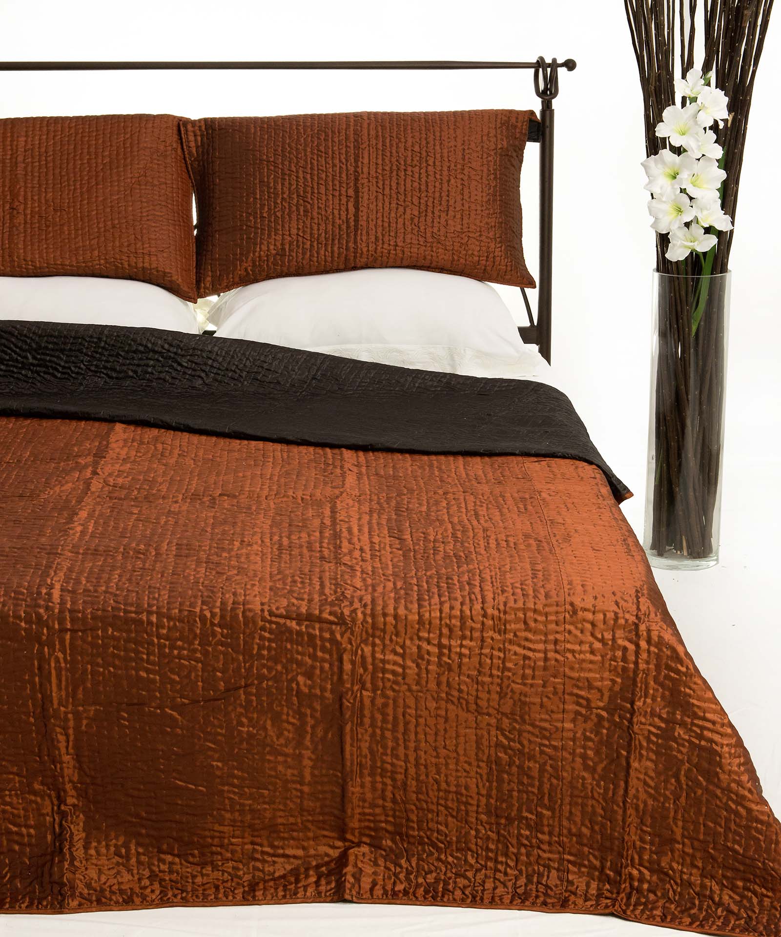 Κουβερλί Σετ Υπέρδιπλο 220x240 Silk Fashion 6330 Κεραμιδί