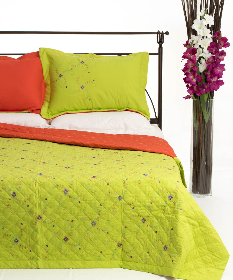 Κουβερλί Σετ Υπέρδιπλο 220x240 Silk Fashion 024 Λαχανί