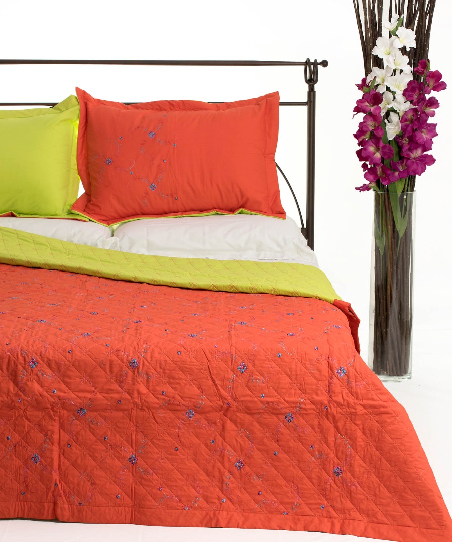 Κουβερλί Σετ Υπέρδιπλο 220x240 Silk Fashion 024 Πορτοκαλί