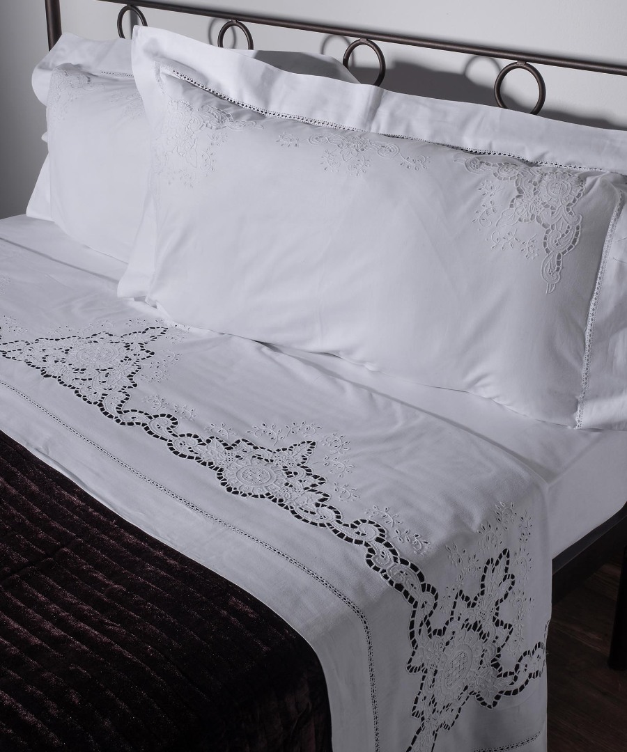 Σεντόνι Σετ Χειροποίητο Κοφτό 225x270 Silk Fashion 139 Λευκο