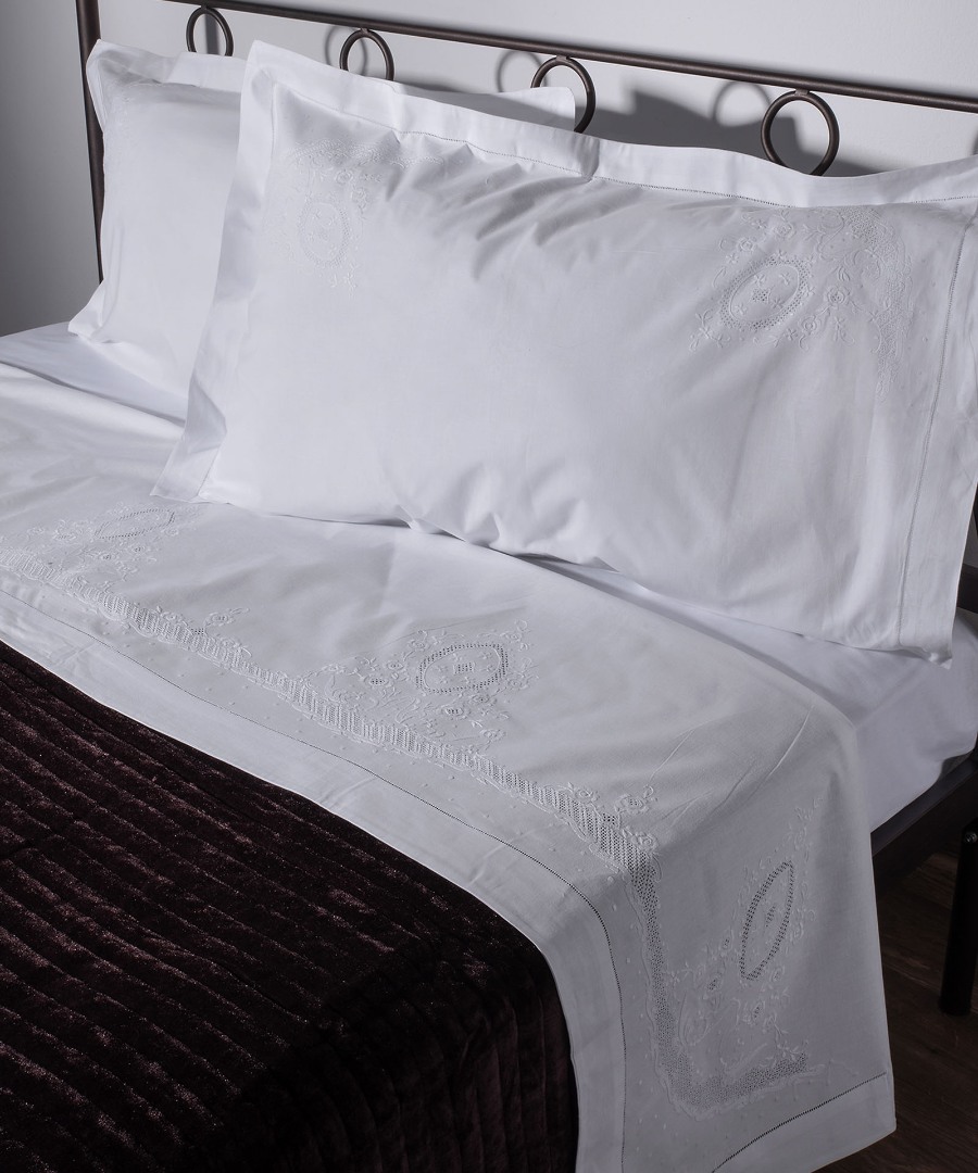 Σεντόνι Σετ Χειροποίητο 225x270 Silk Fashion 2471 Λευκο