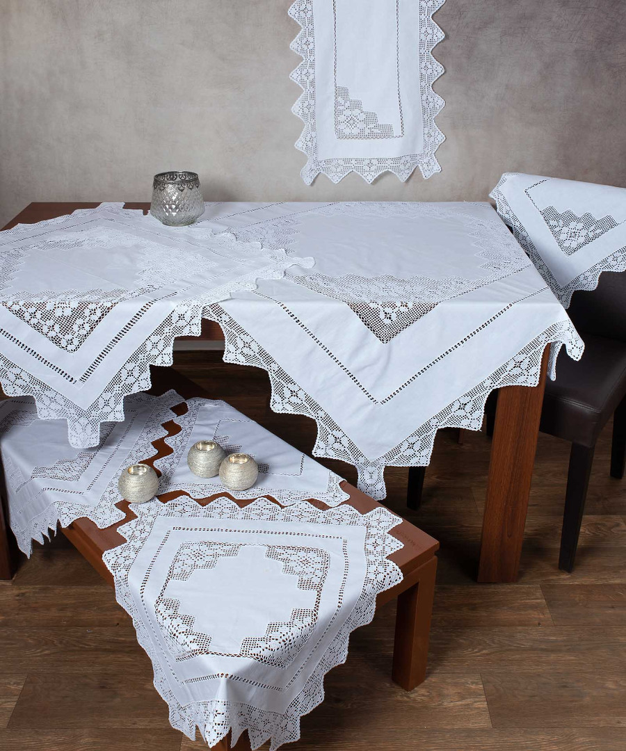 Χειροποίητο Τραπεζομάντηλο 170x350 Silk Fashion 2540  Λευκό