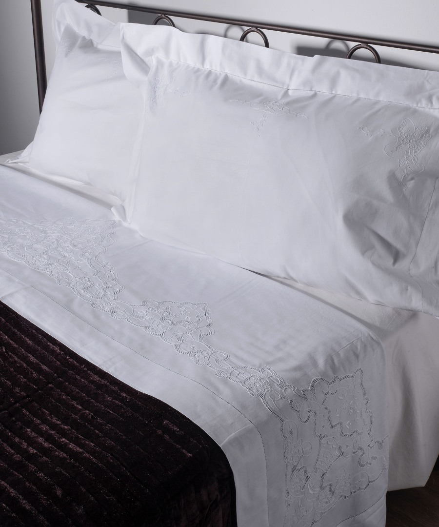 Σεντόνι Σετ Χειροποίητο 3 Τεμ. 225x270 Silk Fashion 3772 Λευκο