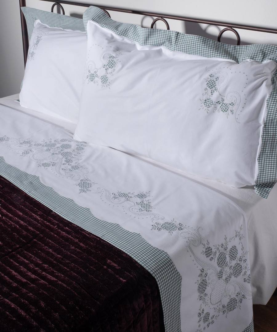 Σεντόνι Σετ Χειροποίητο 3 Τεμ. 225x270 Silk Fashion 644-1 Πρασινο