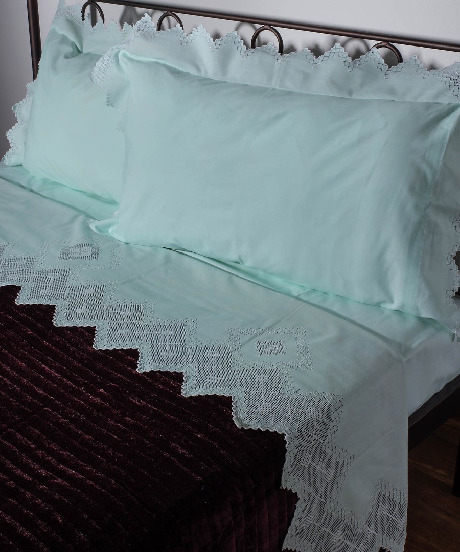 Σεντόνι Σετ Χειροποίητο Φιλτιρέ 225x270 Silk Fashion 712 Πρασινο