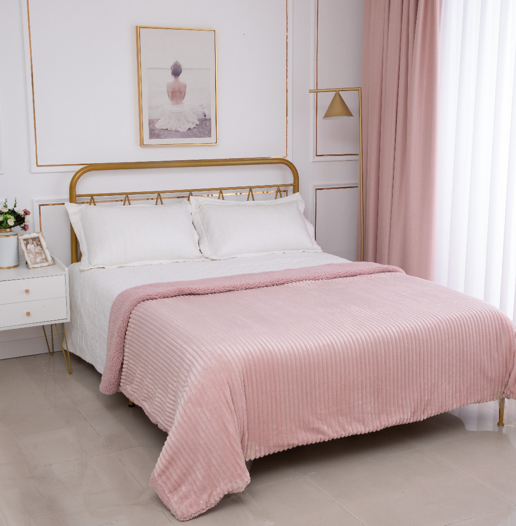 Κουβέρτα με sherpa kotle (220cm x 240cm) old rose