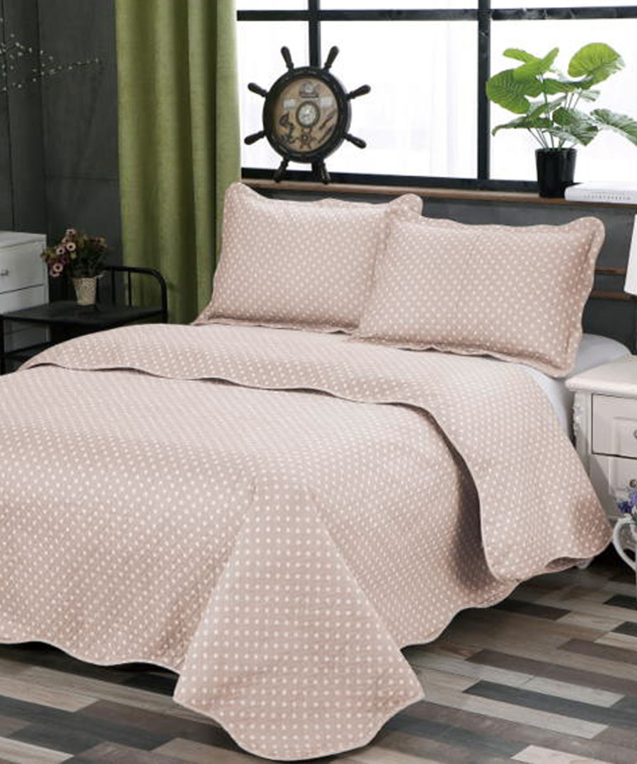 Κουβερλί Σετ Υπέρδιπλο 220x240 Silk Fashion Dot Beige