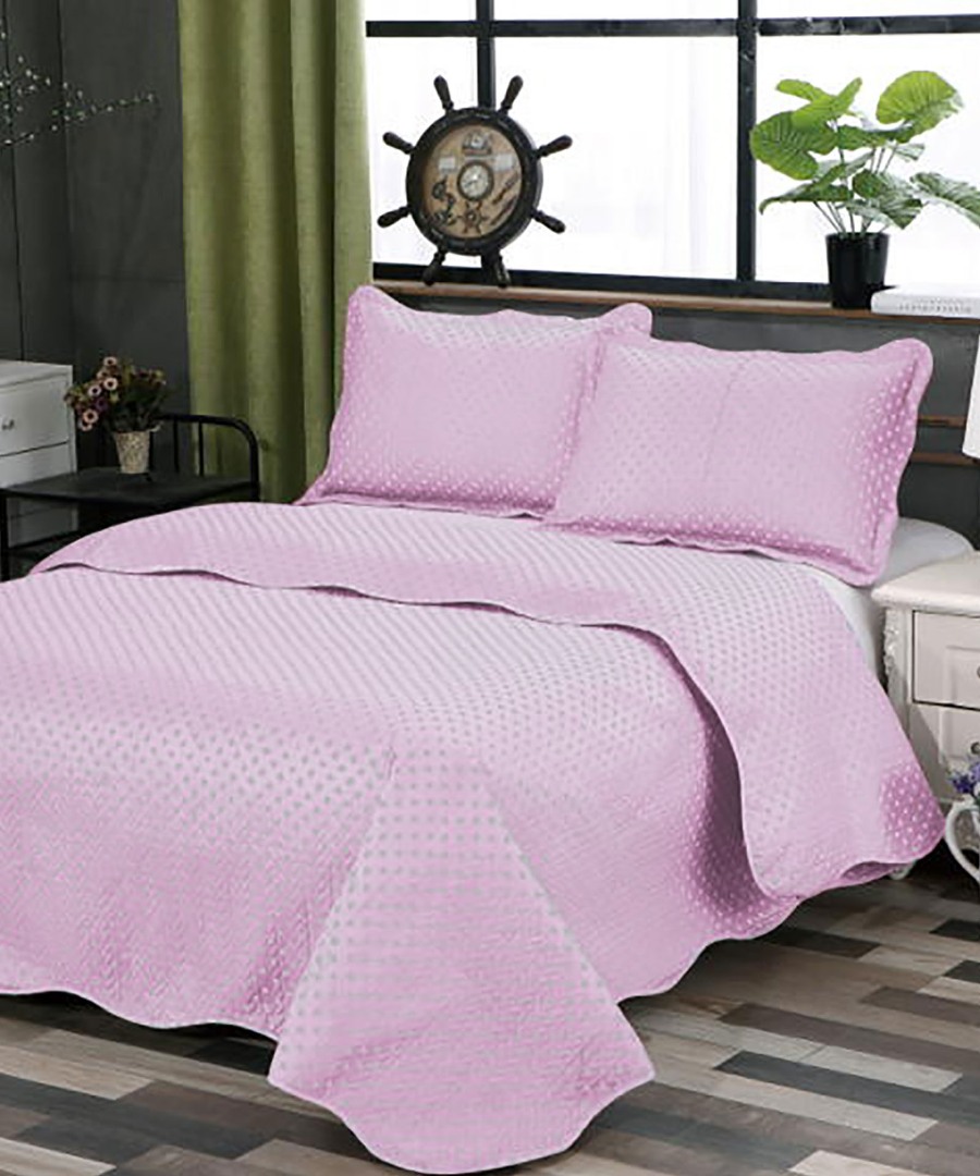 Κουβερλί Σετ Υπέρδιπλο 220x240 Silk Fashion Dot Pink