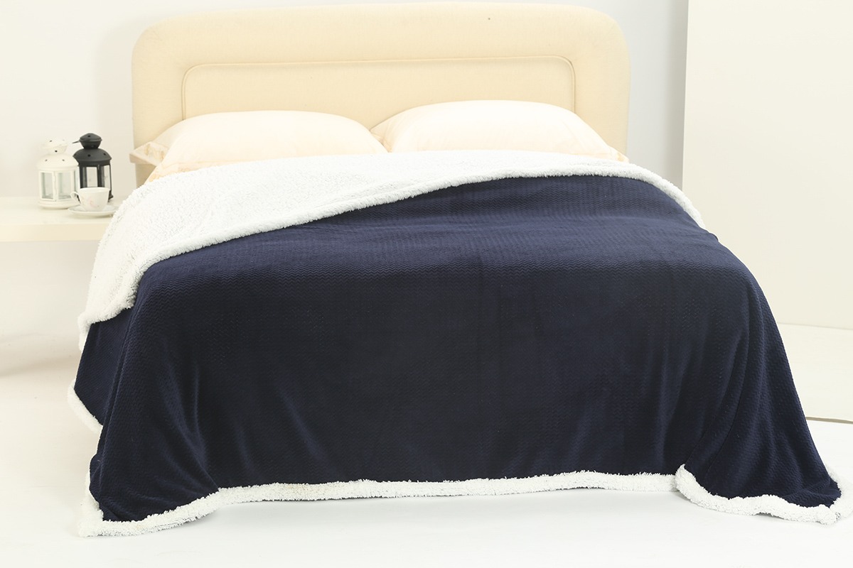 Κουβέρτα Fleece Με Sherpa 220x240 Silk Fashion Pineapple Μπλέ