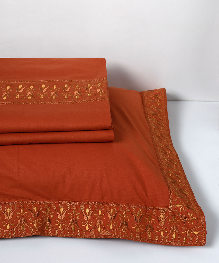 σεντόνια βαμβακερά ( 230cm x 250cm 2x 50cm x 70cm) M126 κεραμιδί