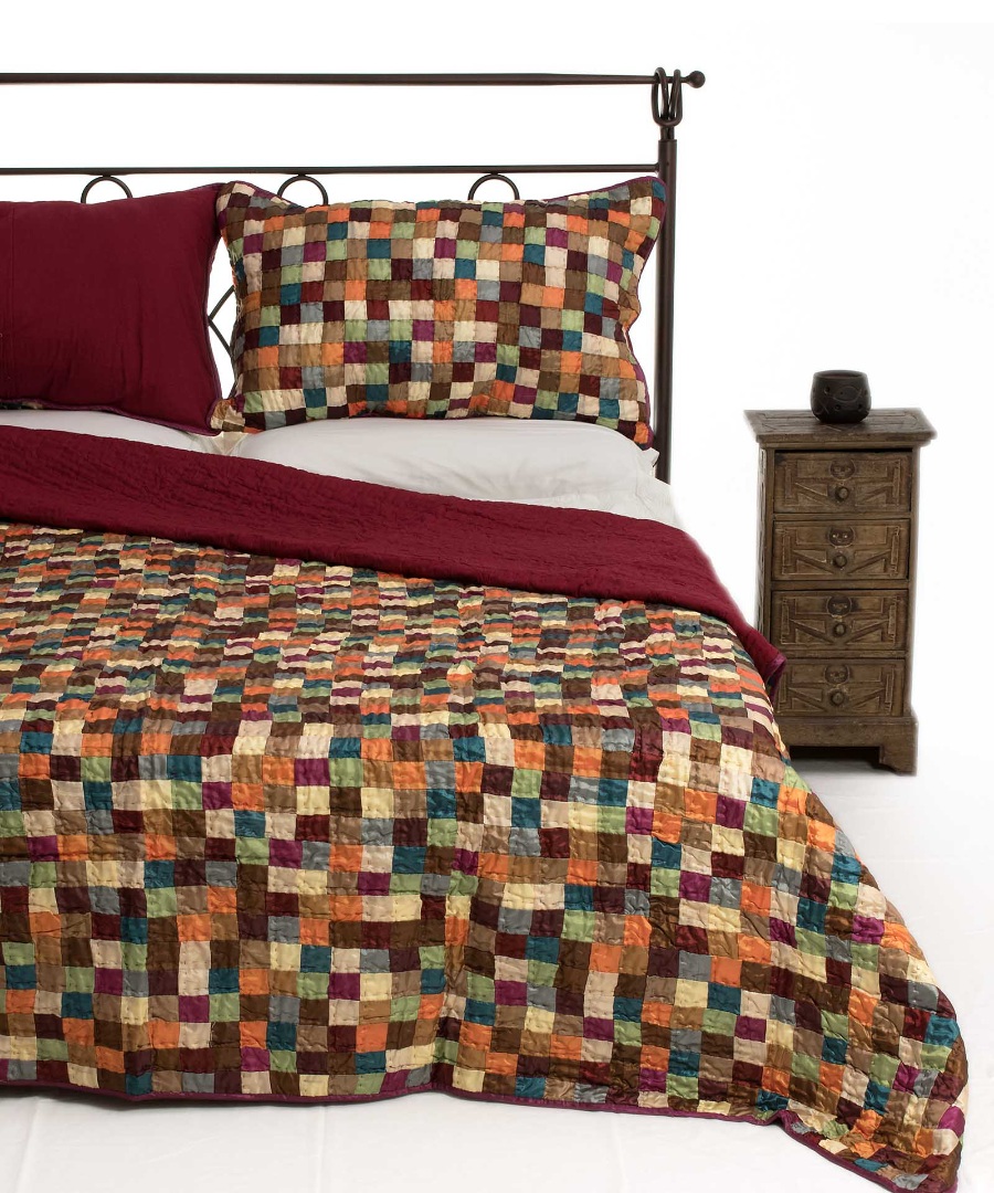 Κουβερλί Σετ Υπέρδιπλο 220x240 Silk Fashion Σκακι