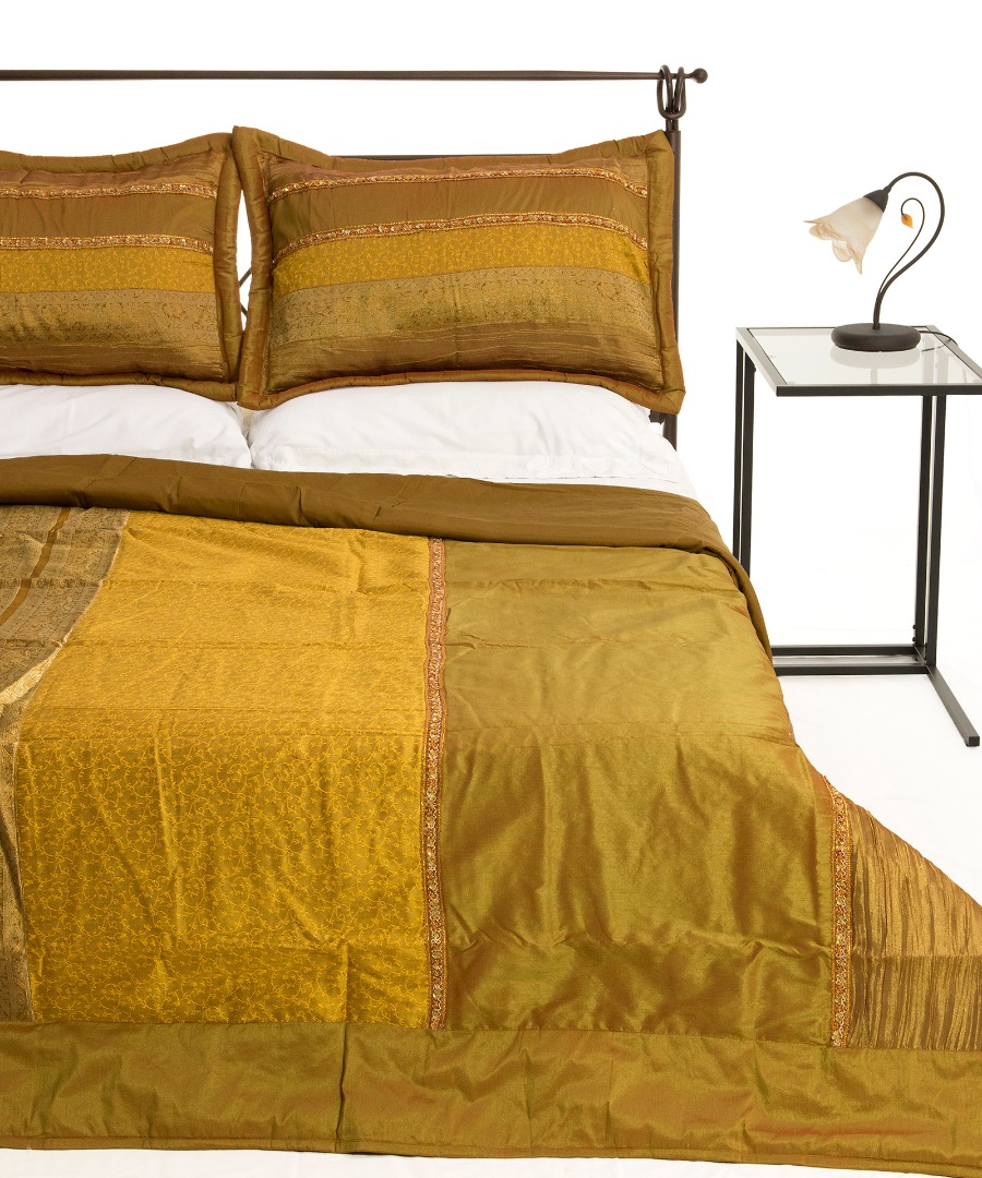 Κουβερλί Σετ Υπέρδιπλο 220x240 Silk Fashion Taj Mahal Χρυσό