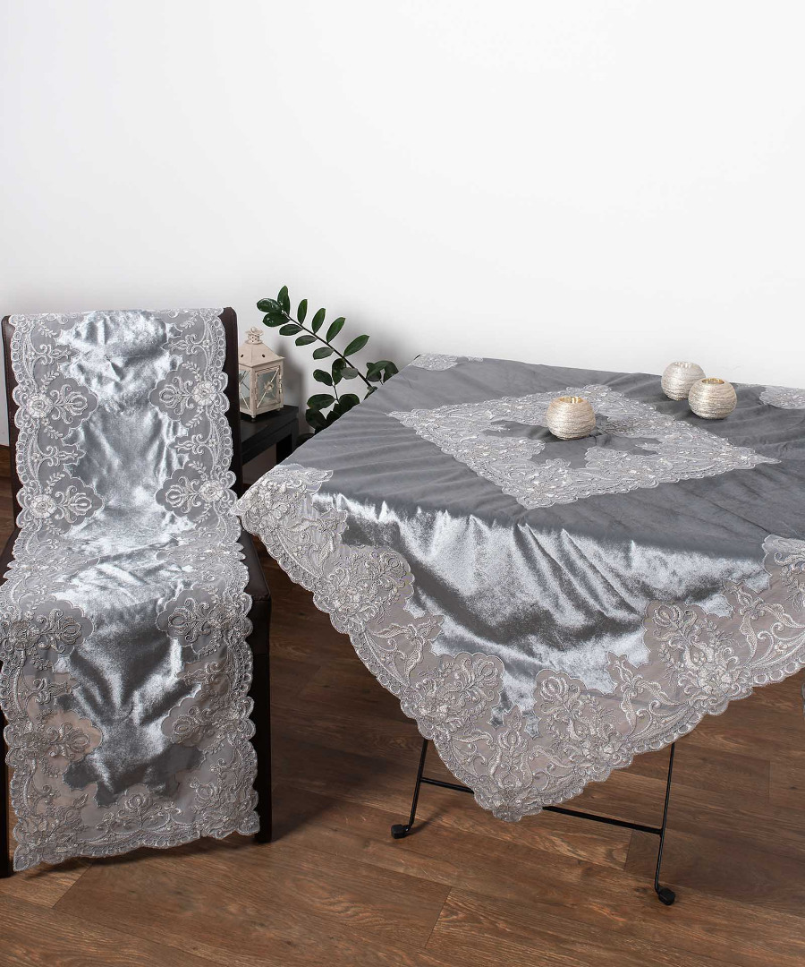 Καρέ 85x85 Silk Fashion Yl169-14B Velvet Γκρι