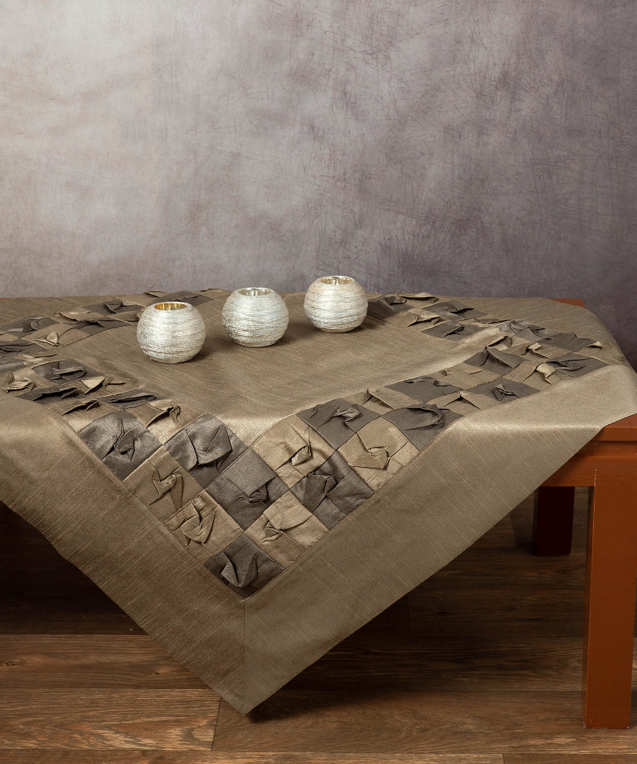 Καρέ 85x85 Silk Fashion 3918 Λαδί Δίχρωμο