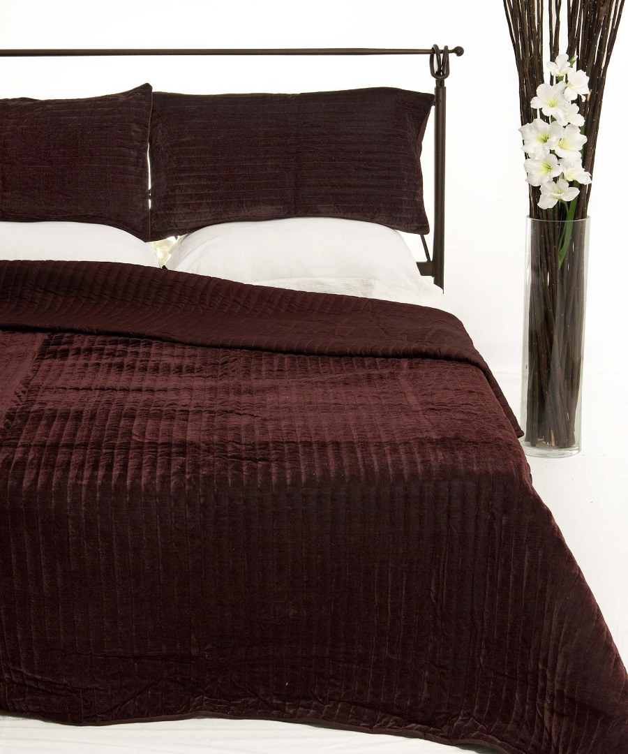 Κουβερλί Σετ Υπέρδιπλο 220x240 Silk Fashion Velvet Μελιτζανί