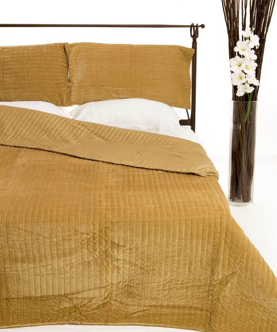 Κουβερλί Σετ Υπέρδιπλο 220x240 Silk Fashion Velvet Χρυσό
