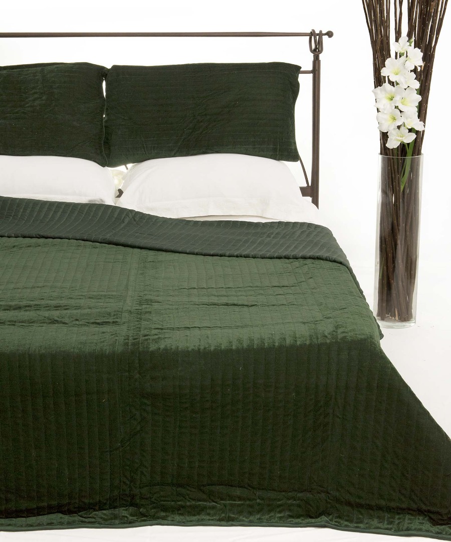Κουβερλί Σετ Υπέρδιπλο 220x240 Silk Fashion Velvet Πράσινο