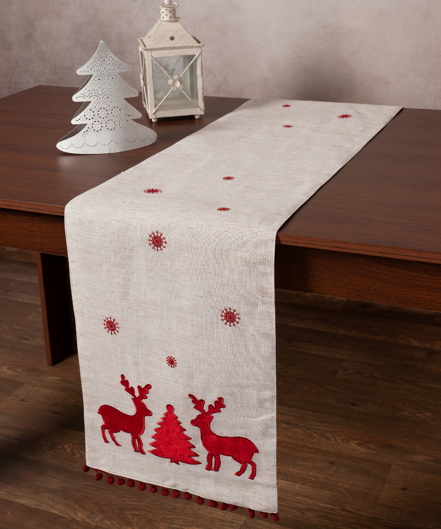 Χριστουγεννιάτικη τραβέρσα NW345 (35cm x 175cm) άμμου