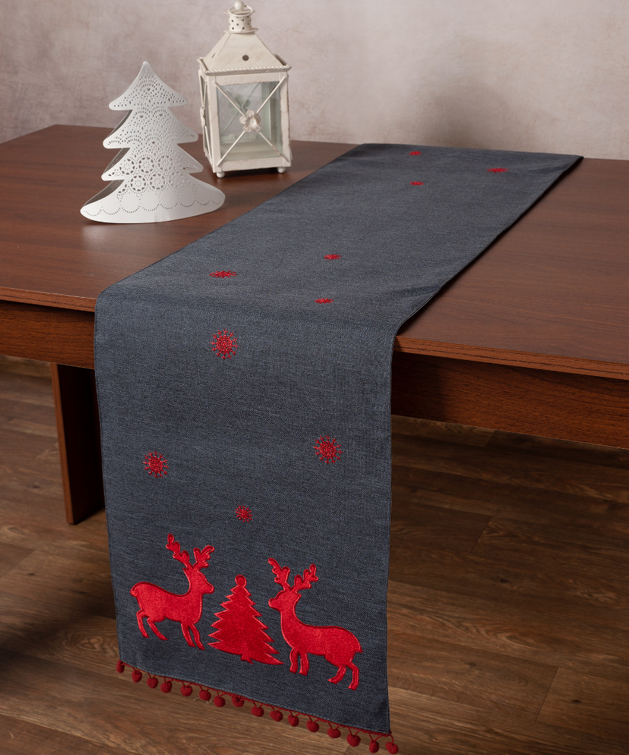 Χριστουγεννιάτικη τραβέρσα NW345 (35cm x 175cm) ανθρακί