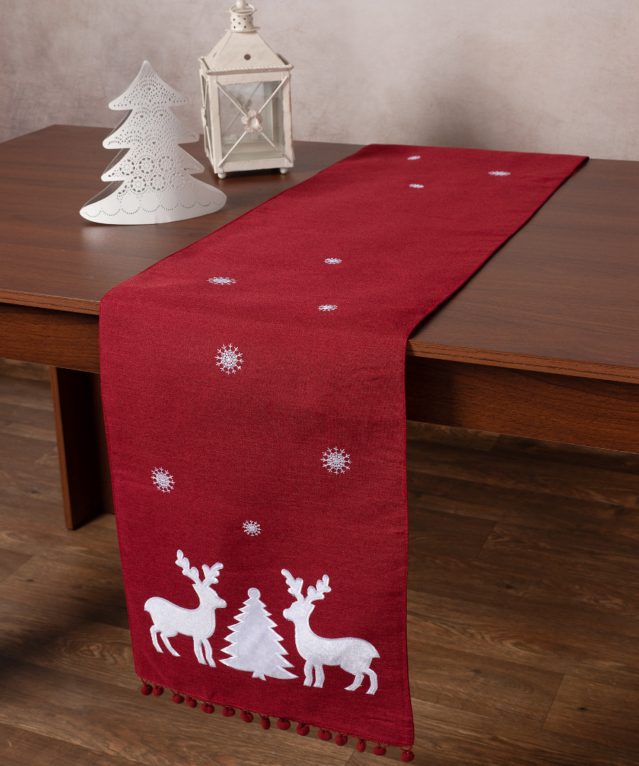 Χριστουγεννιάτικη τραβέρσα NW345 (35cm x 175cm) κόκκινη