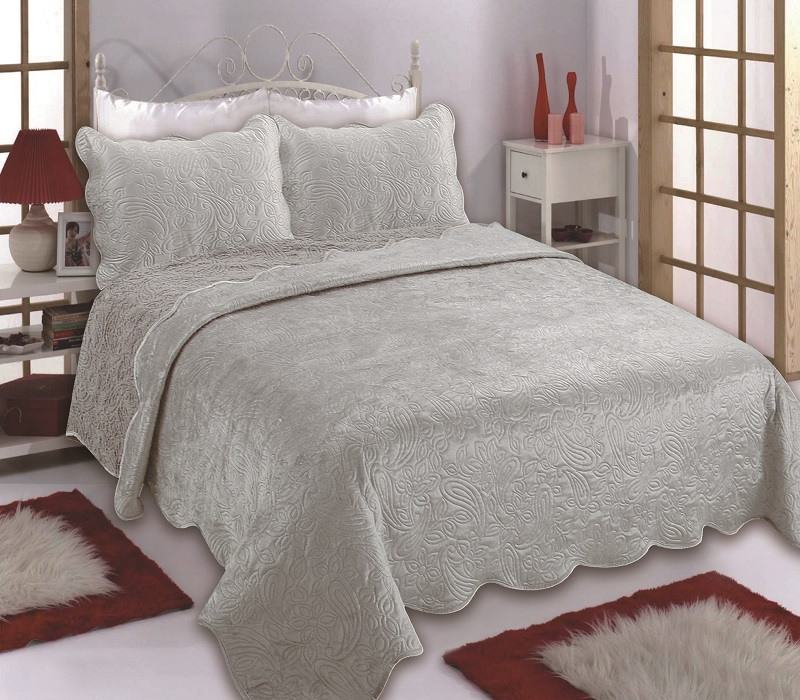 Κουβέρτα βελούδο με sherpa NX2211 (220cm x 240cm + 2x50cm x 70cm) light grey