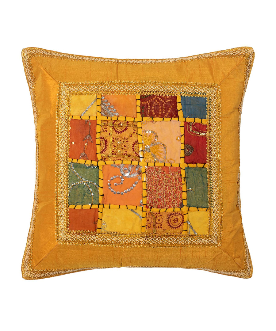 Μαξιλαροθήκη antic με φάσα (45cm x 45cm) κίτρινο σκούρο
