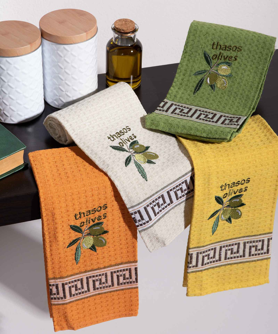 Σετ 12 τεμαχίων ποτηρόπανα (45cm x 65cm) καρπός ελιάς THASOS