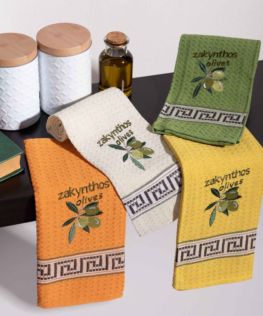 Σετ 12 τεμαχίων ποτηρόπανα (45cm x 65cm) καρπός ελιάς ZAKYNTHOS