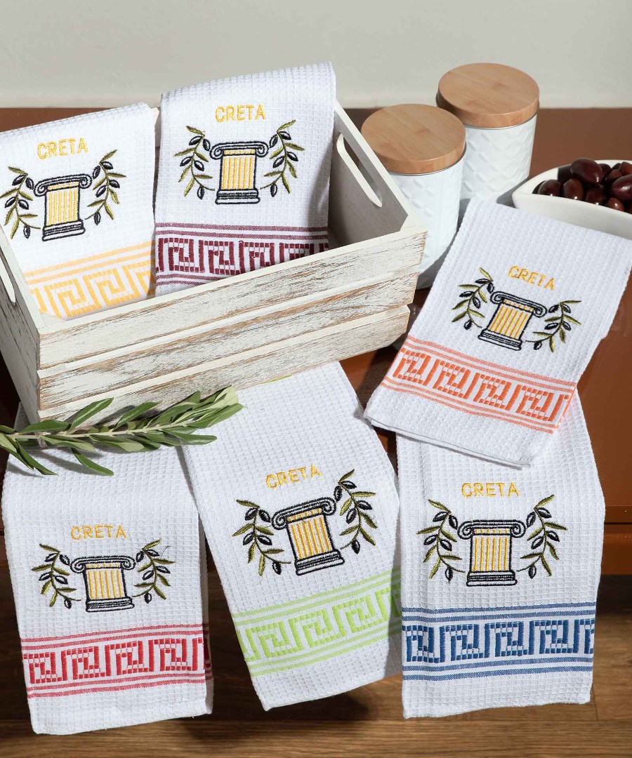 Σετ 12 τεμαχίων ποτηρόπανα (45cm x 65cm) κίωνας CRETA