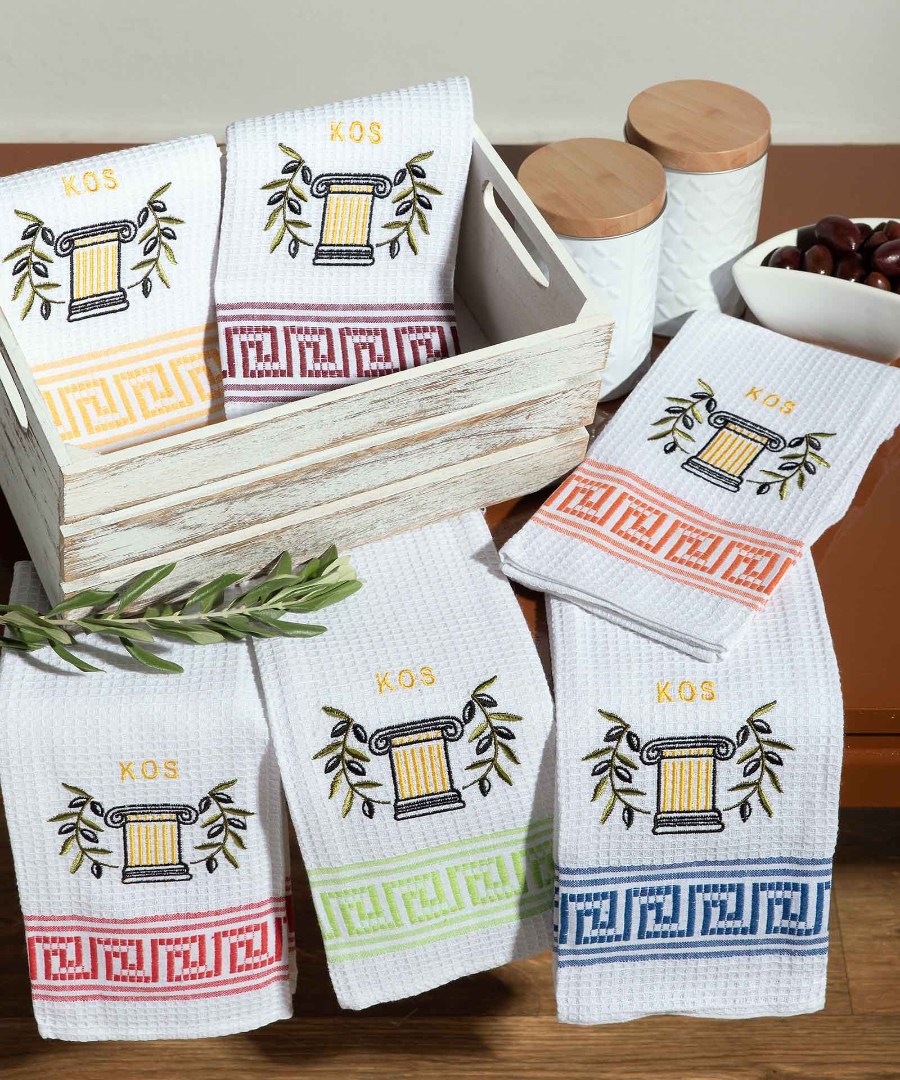 Σετ 12 τεμαχίων ποτηρόπανα (45cm x 65cm) κίωνας  KOS